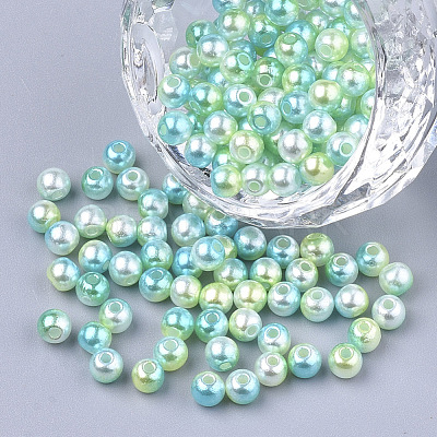 Rainbow ABS Plastic Imitation Pearl Beads OACR-Q174-6mm-03-1