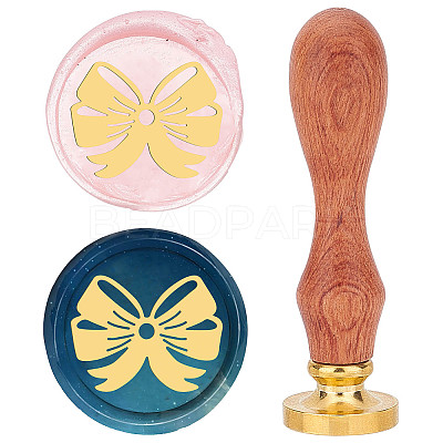 Brass Wax Seal Stamp with Wood Handle AJEW-WH0412-0024-1