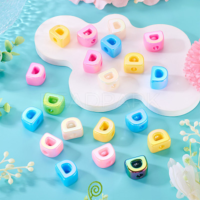 20Pcs UV Plating Opaque Acrylic European Beads OACR-TADJ0001-16D-1