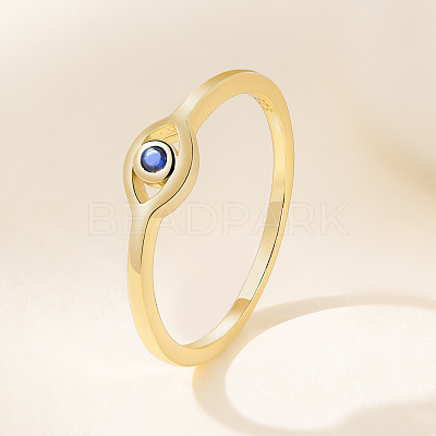 Evil Eye 925 Sterling Silver Micro Pave Cubic Zirconia Finger Rings for Women FS-WG42376-06-1