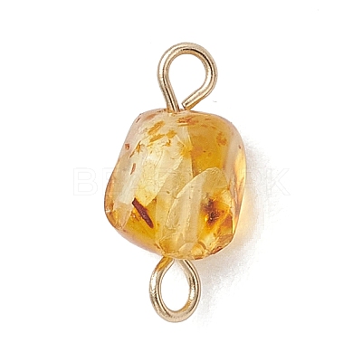 Natural Amber Connector Charms PALLOY-JF05158-1