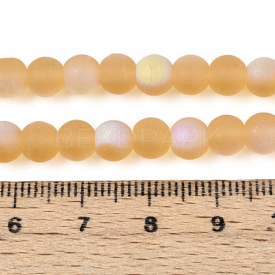 Frosted Transparent Glass Beads Strands GLAA-T032-T6mm-MBB08-1