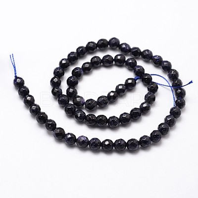 Synthetic Blue Goldstone Beads Strands X-G-D840-14-4mm-1