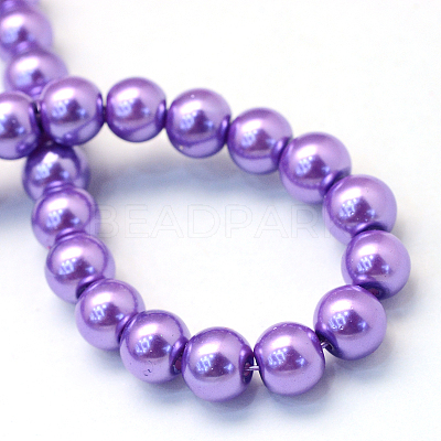 Baking Paint Pearlized Glass Pearl Round Bead Strands X-HY-Q003-6mm-27-1