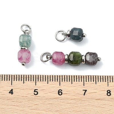 3Pcs 3 Styles Natural Multicolor Tourmaline Beads  Pendants PALLOY-JF05292-02-1