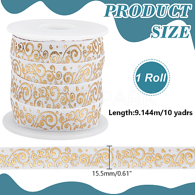10Yards Gold Stamping Flower Polyester Elastic Cord OCOR-WR0001-49B-1