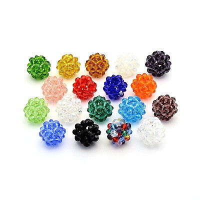 Transparent Glass Crystal Round Woven Beads GLAA-A034-4mm-A-1