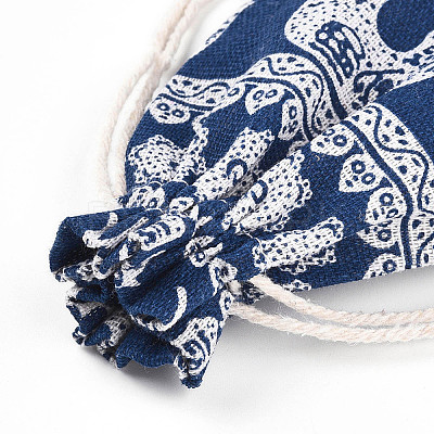 Elephant Printed Polycotton(Polyester Cotton) Packing Pouches Drawstring Bags ABAG-T004-10x14-38-1
