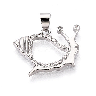 Brass Micro Pave Clear Cubic Zirconia Pendants KK-N268-56P-1