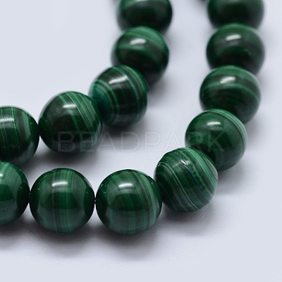 Natural Malachite Beads Strands G-F571-27AA2-12mm-1