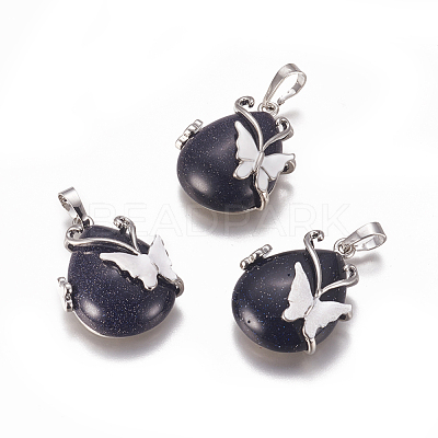Synthetic Blue Goldstone Pendants G-K296-B04-1