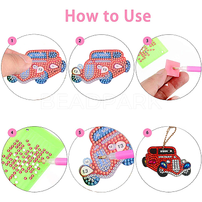 DIY Cars Diamond Painting Keychains Kits DIY-WH0182-16-1