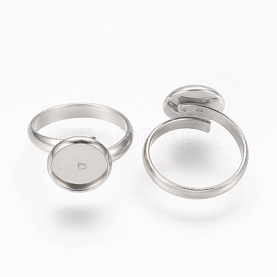 Tarnish Resistant Adjustable 304 Stainless Steel Finger Rings Components STAS-E144-026-10mm-1