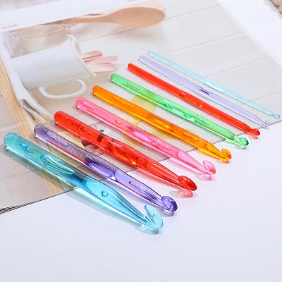 Transparent Plastic Crochet Hooks Needles SENE-PW0003-096-1
