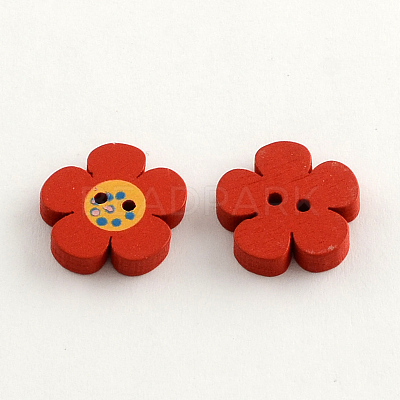 2-Hole Dyed Wooden Buttons BUTT-R030-32-1