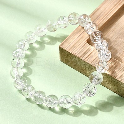 Natural Quartz Crystal Round Beads Stretch Bracelets for Women BJEW-L712-B03-8mm-1
