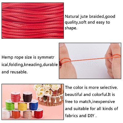 9 Rolls 9 Colors Waxed Polyester Cords YC-PH0002-24-1.5mm-1