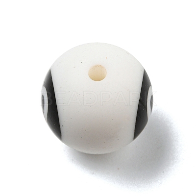 Round with Black Number 0 Silicone Focal Beads SIL-R013-01A-1