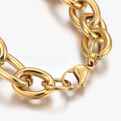 Ion Plating(IP) 304 Stainless Steel Cross Chain Bracelets BJEW-L634-11G-1