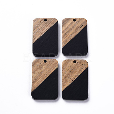 Opaque Resin & Walnut Wood Pendants RESI-T035-38E-1