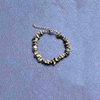 Natural Unakite Chip Beaded Bracelets for Women IW6789-22-1