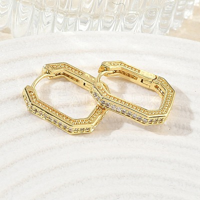 Brass Micro Pave Cubic Zirconia Hoop Earrings KK-CBA98BA-12G-1