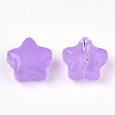 Transparent Spray Painted Glass Beads X-GLAA-N035-01-A04-1