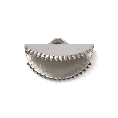 Non-Tarnish 304 Stainless Steel Ribbon Crimp Ends STAS-C080-05B-P-1
