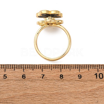 Brass Micro Pave Cubic Zirconia Rotating Finger Rings RJEW-S636-03G-1