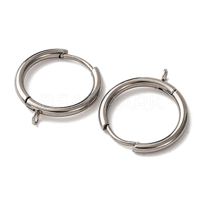 201 Stainless Steel Hoop Earring Findings STAS-D379-06B-P-1