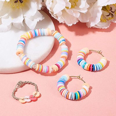 Eco-Friendly Handmade Polymer Clay Beads, Disc/Flat Round, Heishi