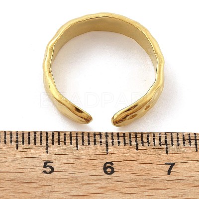 Textured 304 Stainless Steel Open Cuff Rings RJEW-R014-03G-02-1