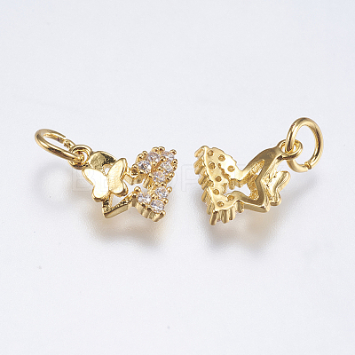 Brass Micro Pave Cubic Zirconia Charms LS-RB-I077-08G-RS-1