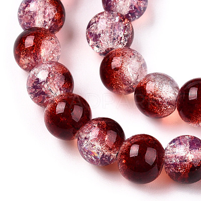 Transparent Crackle Baking Paint Glass Beads Strands DGLA-T003-01B-07-1