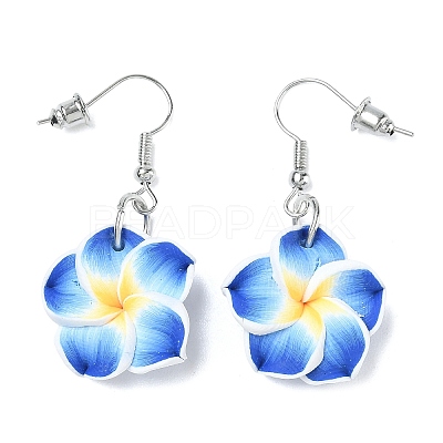Flower Polymer Clay with Wax Cord Pendant Necklaces & Dangle Earrings Sets FS-WG2CAA9-02-1
