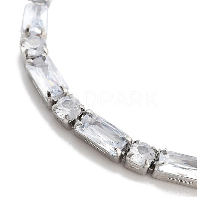 Brass Pave Clear Cubic Zirconia Rectangle & Flat Round Slider Bracelets BJEW-B094-01P-1