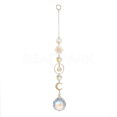 Glass Teradrop Hanging Suncatchers HJEW-JM00929-1