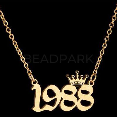 Crown Birth Year 201 Stainless Steel Pendant Necklaces for Women FS-WG4E8F2-09-1