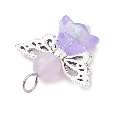 Pearlized Glass Pearl Bead Pendants PALLOY-JF03205-04-1