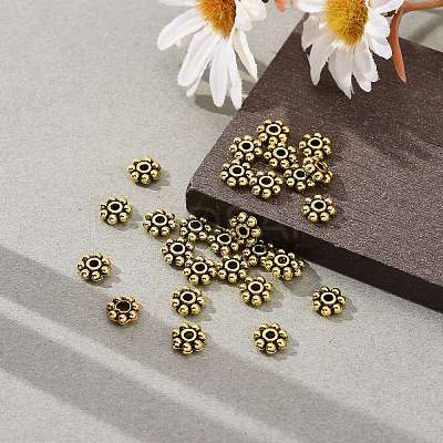 Tibetan Style Alloy Beads Daisy Spacer Beads LF1249Y-01AG-RS-1