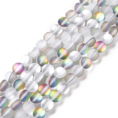 Synthetic Moonstone Beads Strands G-R375-8mm-A20-1
