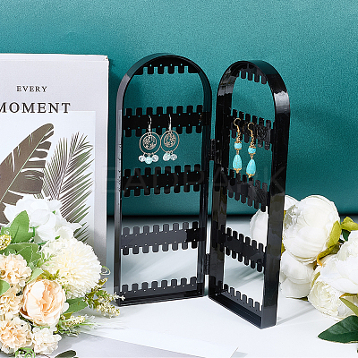 PS Plastic Earring Display Folding Screen Stands with 2 Folding Panels ODIS-WH0043-142B-01-1