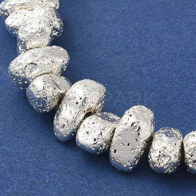 Electroplated Natural Lava Rock Beads Strands G-L606-D02-01F-1
