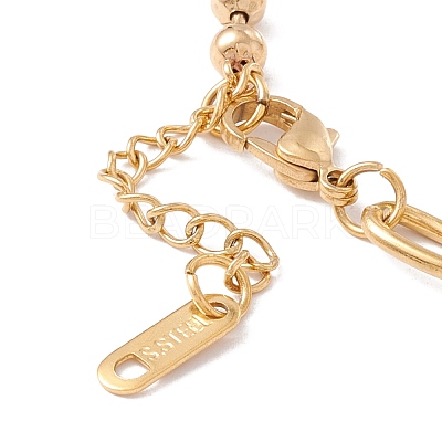 PVD Vacuum Plating Double Heart Charms Bracelet with 304 Stainless Steel Chains for Women STAS-P304-09G-1