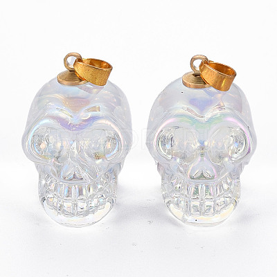 Electroplate K9 Glass Pendants EGLA-N009-001-F01-1