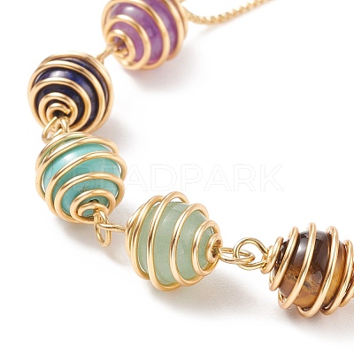 Natural & Synthetic Mixed Gemstone Braided Link Slider Bracelet BJEW-TA00137-01-1