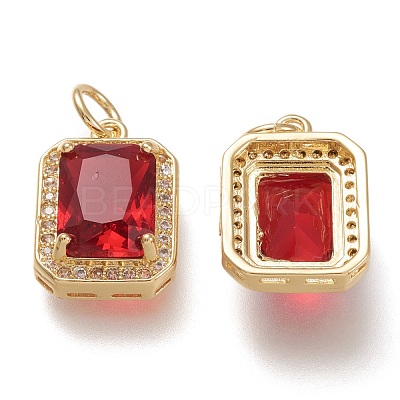 Brass Glass Charms ZIRC-F116-09-G-1