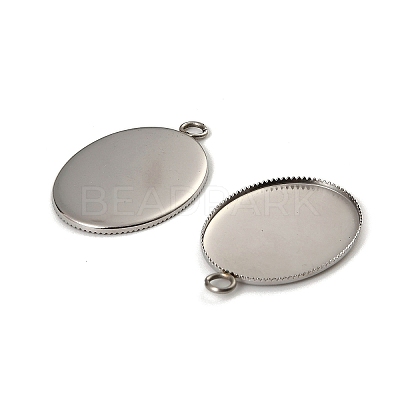 304 Stainless Steel Pendant Cabochon Settings STAS-NH0002-01A-P-1