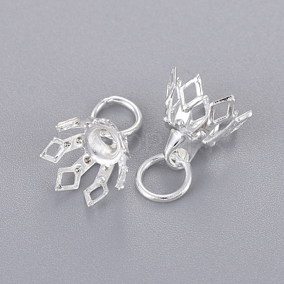 Flower Rack Plating Brass Filigree Bead Cap Bails KK-L102-27S-1