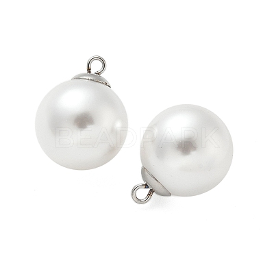 Plastic Imitation Pearl Beads Pendants STAS-Z009-02F-P-1